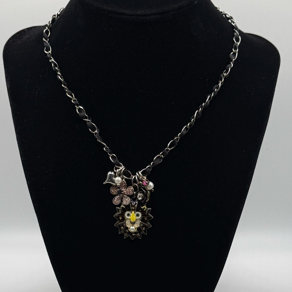 Betsey Johnson Rhinestone Pearl Floral Necklace